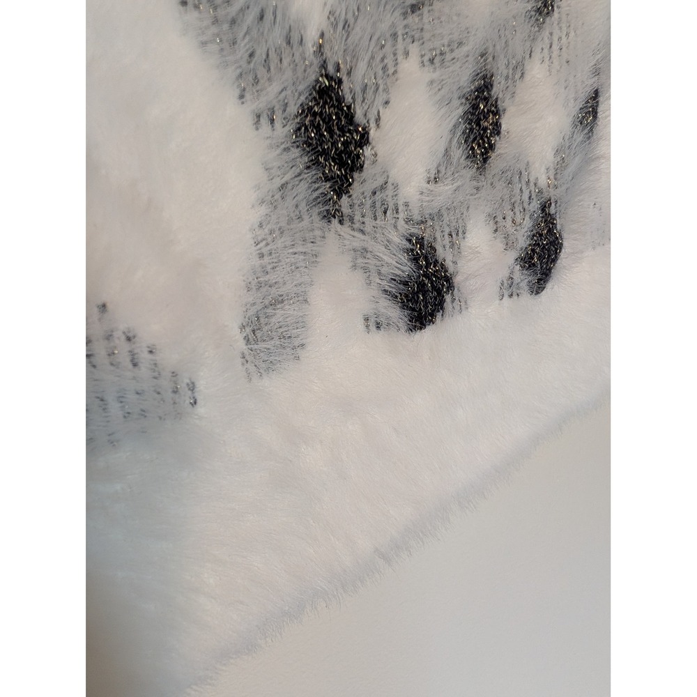 Tommy Hilfiger Womens Fuzzy Eyelash Knit Argyle Sweater Vest M White Metallic - Picture 5 of 8